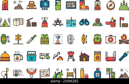 Icone delle attività all'aperto Collezione di icone vettoriali di alta qualità con tratto modificabile. Ideale per progetti professionali e creativi. Illustrazione Vettoriale