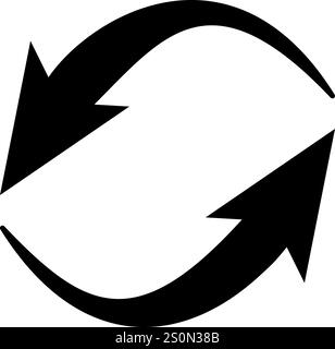Due frecce nere curve che ruotano in senso orario creano una forma circolare, che rappresenta un processo o uno scambio continuo, enfatizzando il movimento e il Illustrazione Vettoriale