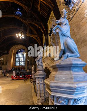 Vista interna della Westminster Hall, Londra, Regno Unito Foto Stock