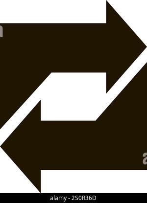 Due frecce nere si incrociano a formare una forma quadrata, che rappresenta uno scambio continuo, un trasferimento o una sincronizzazione di dati o. Illustrazione Vettoriale