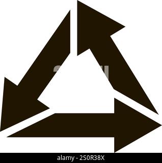 Le frecce rotanti che formano un triangolo sono un simbolo comune per il riciclaggio, che indica il processo circolare di trasformazione dei materiali di scarto in materiali riutilizzabili Illustrazione Vettoriale