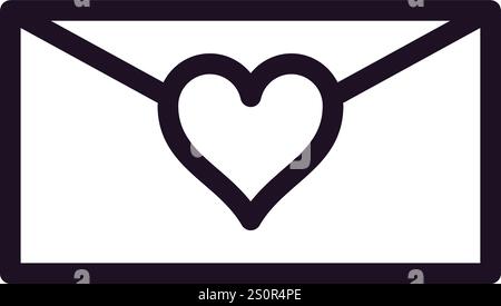Semplice illustrazione vettoriale che raffigura una lettera d'amore adornata con un cuore, simboleggia affetto, romanticismo e passione. Cattura l'essenza dell'invio Illustrazione Vettoriale