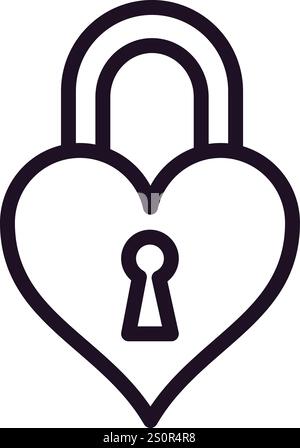 Illustrazione vettoriale minimalista di un lucchetto a forma di cuore, che rappresenta il concetto di protezione dell'amore, delle relazioni e della sicurezza emotiva Illustrazione Vettoriale