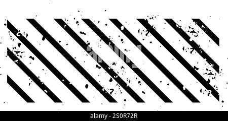 Le strisce diagonali in bianco e nero con texture grunge creano un motivo dinamico e ad alto contrasto, adatto per sfondi, sovrapposizioni e design Illustrazione Vettoriale