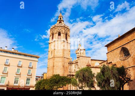 Cattedrale Metropolitana di Valencia o Basilica dell'Assunzione di nostra Signora di Valencia vista panoramica aerea in Spagna Foto Stock