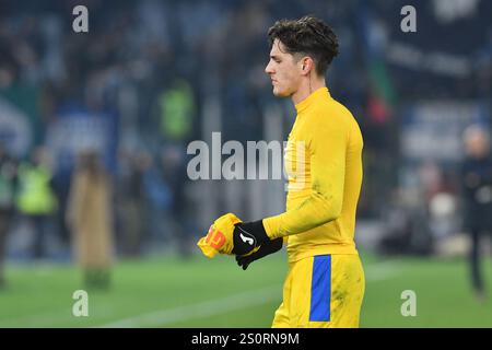 Roma, Lazio. 28 dicembre 2024. Nicolo Zaniolo dell'Atalanta durante la partita di serie A tra Lazio e Atalanta allo stadio Olimpico di Roma, 28 dicembre 2024. Credito: massimo insabato/Alamy Live News Foto Stock