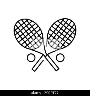 Grande icona a colori della linea della racchetta da tennis. Firma per pagina Web, app mobile, pulsante, logo. Pulsante isolato vettore. Traccia modificabile. Illustrazione Vettoriale