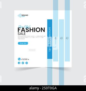 Nuovo arrivo vendita moda post sui social media. Modello di post su Facebook e Instagram. Illustrazione Vettoriale