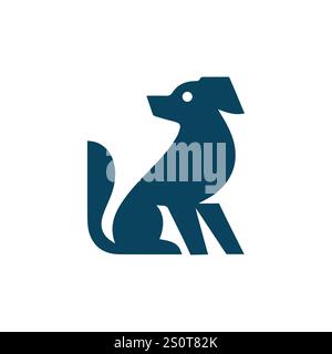 Silhouette nera del cane su sfondo bianco, silhouette vettoriale del cane su sfondo bianco, disegno del logo del cane, icona del cane, simbolo del cane, vettore del cane, cane Illustrazione Vettoriale