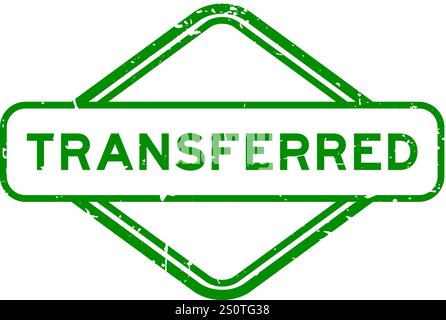 Timbro con guarnizione in gomma a parola trasferibile verde grunge su sfondo bianco Illustrazione Vettoriale