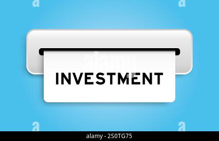 Banner coupon bianco con investimento in parole della macchina su sfondo blu Illustrazione Vettoriale