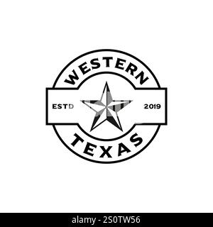 Logo vintage retro Western Country Emblem Texas con logo vettoriale Illustrazione Vettoriale