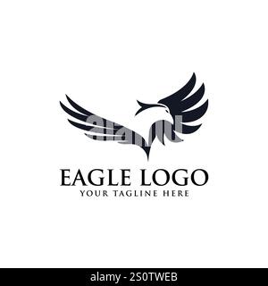 Modello vettoriale con logo Eagle Bird. Concept del logo aziendale Illustrazione Vettoriale