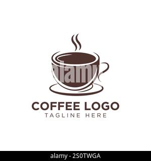 Modello di design con logo per caffè e caffetteria Illustrazione Vettoriale