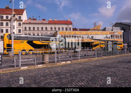 Stazione degli autobus Florenc, la principale stazione degli autobus di Praga. Praga, Repubblica Ceca, Cechia. Foto Stock