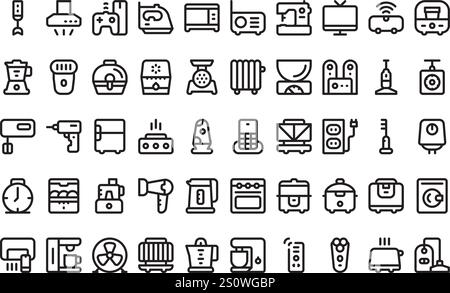 Icone degli elettrodomestici raccolta di icone vettoriali di alta qualità con tratto modificabile. Ideale per progetti professionali e creativi. Illustrazione Vettoriale