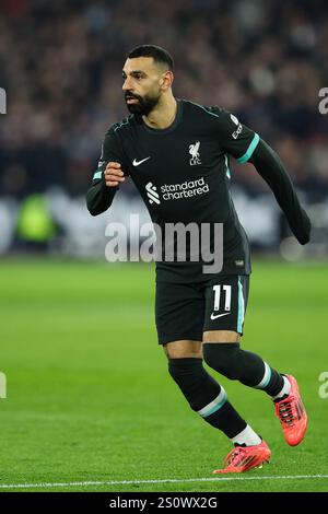 LONDRA, Regno Unito - 29 dicembre 2024: Mohamed Salah del Liverpool durante la partita di Premier League tra il West Ham United FC e il Liverpool FC al London Stadium (credito: Craig Mercer/ Alamy Live News) Foto Stock
