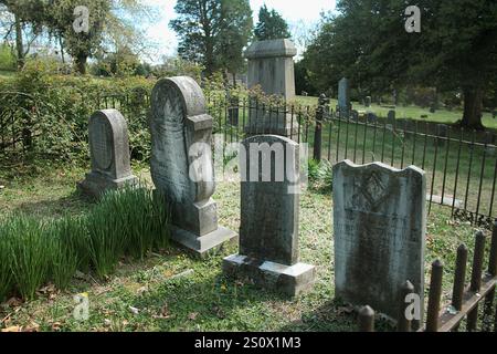 Lynchburg, Virginia, Stati Uniti. Antiche lapidi nel cimitero della città Vecchia. Foto Stock