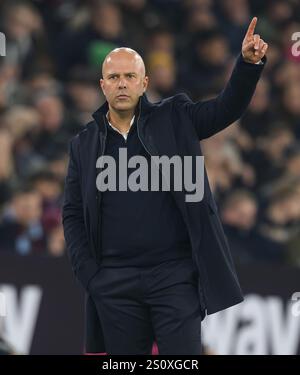 Londra, Regno Unito. 29 dicembre 2024. West Ham vs Liverpool - Premier League - London Stadium. Liverpool Manager Arne slot. Crediti immagine: Mark Pain / Alamy Live News Foto Stock