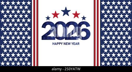 Felice anno nuovo 2026. Sfondo natalizio per il tuo design. Illustrazione vettoriale. Illustrazione Vettoriale