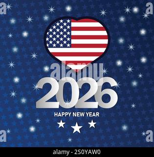 Biglietto di auguri di buon anno 2026 Illustrazione Vettoriale
