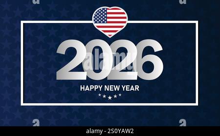 2026 felice anno nuovo. Adatto per biglietti d'auguri, poster e striscioni Illustrazione Vettoriale