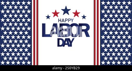 Carta da parati per il happy Labor Day con forme e tipografia, striscioni, cartoline, poster, modello. Happy Labor Day, sfondo moderno Illustrazione Vettoriale
