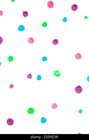 Punti Polka Dot Spotty Circle sullo sfondo Childlike Felt Tip Pen Rainbow Foto Stock