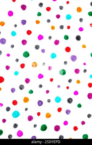 Punti Polka Dot Spotty Circle sullo sfondo Childlike Felt Tip Pen Rainbow Foto Stock