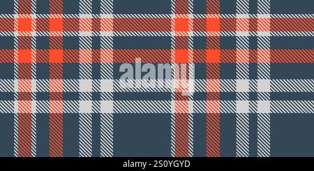 Moderno motivo a quadri in tartan senza cuciture con strisce blu navy, rosse e bianche per sfondi di tessuti, moda e design classico Illustrazione Vettoriale