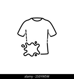 Insegna della camicia da bucato. Icona della maglietta sporca. Simbolo del detergente per indumenti. Semplice icona della t-shirt sporca. Vettore Illustrazione Vettoriale