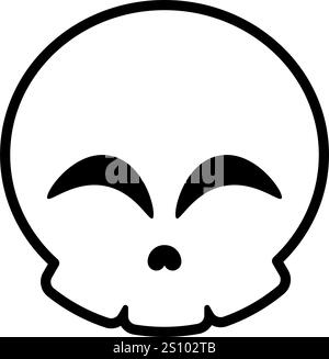 Design grafico di un cranio nero con linee audaci e pulite Illustrazione Vettoriale