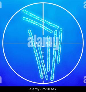 Influenza aviaria, virus mutato, virus dell'influenza aviaria, vista microscopica del virus, mutazioni nel gene che controlla l'emoagglutinina. h5n1 Foto Stock