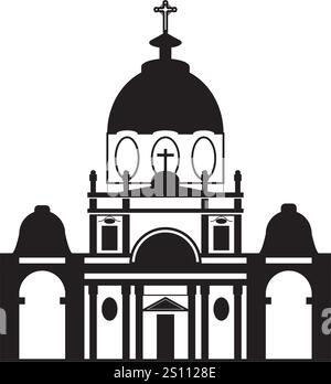 Illustrazione semplificata di una chiesa in formato vettoriale, versatile per vari progetti. Illustrazione Vettoriale