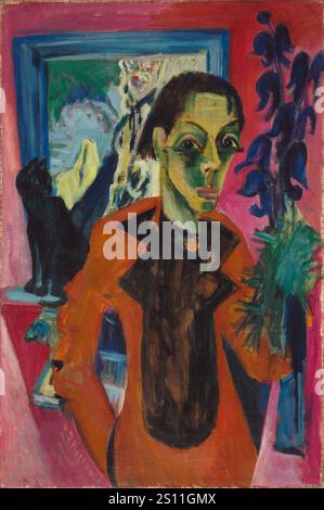 Ernst Ludwig Kirchner - autoritratto con gatto Foto Stock