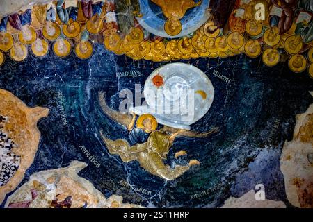 Istanbul, Turchia. Chiesa bizantina di San Salvatore a Chora. Affresco del giudizio universale Foto Stock