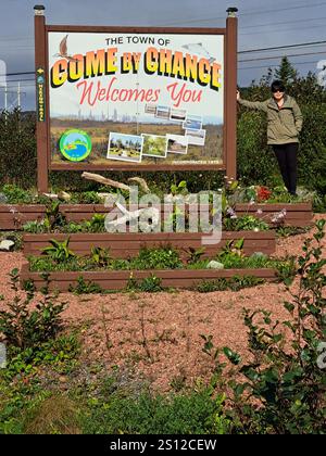 Benvenuto al cartello "come by Chance" di Newfoundland & Labrador, Canada Foto Stock