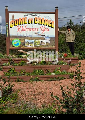 Benvenuto al cartello "come by Chance" di Newfoundland & Labrador, Canada Foto Stock