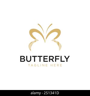 Logo farfalla. Design logotipo Luxury line. Logotipo universale di simbolo della farfalla premium. Illustrazione Vettoriale