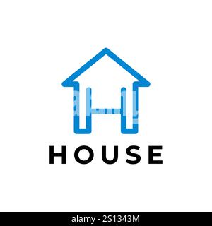 Logo H con icona del tetto e delle finestre dell'edificio immobiliare Illustrazione Vettoriale