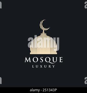 logo mosque vettoriale semplice design con icone di lusso Illustrazione Vettoriale