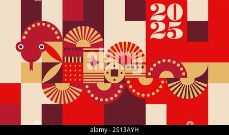 Design decorativo in zodiaco cinese Snake Illustrazione Vettoriale
