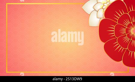 Sfondo rosa con Lanterna e disegno floreale Foto Stock