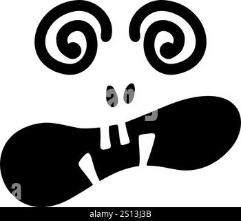 Silhouette nera Jack-o'-Lantern con caratteristiche spaventose, perfetta per grafica a tema e formato vettoriale Illustrazione Vettoriale