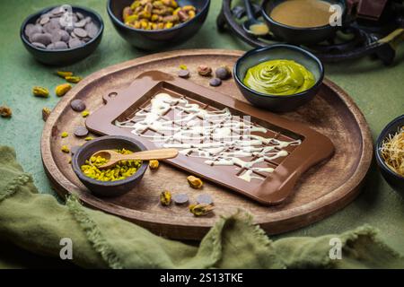 Preparazione del cioccolato di Dubai fatto in casa con ingredienti Foto Stock