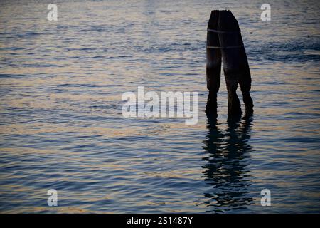 Venezia, Italia. 27 dicembre 2024. Pali di legno. Foto Stock