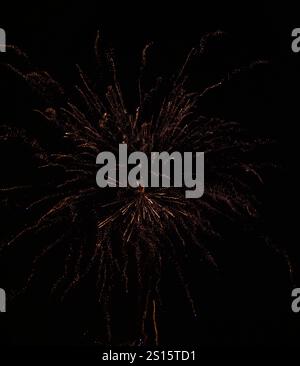 Incredibile spettacolo pirotecnico durante le celebrazioni del capodanno 2025, catturato con dettagli vividi. Una vibrante esplosione di luce Foto Stock