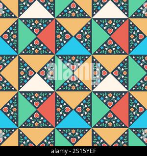 Stile patchwork senza cuciture con elementi disegnati a mano Foto Stock