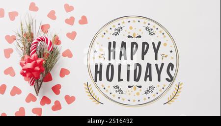 Immagine del testo dei saluti di natale sulle decorazioni di natale Foto Stock