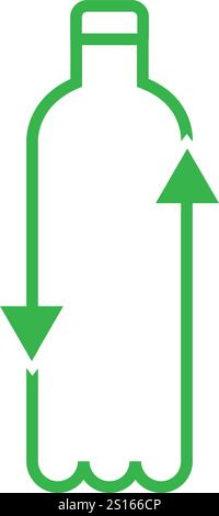 Riciclare il flacone di plastica. Vettore di linea. Isolare su sfondo bianco. Illustrazione Vettoriale